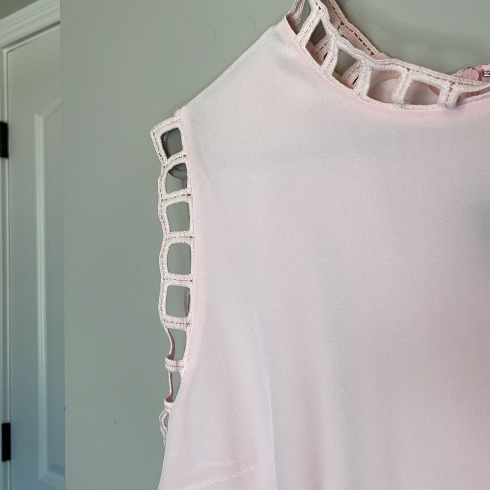 Cynthia Rowley Sleeveless Pink Silk Peplum Blouse Size Large - Picture 6 of 12